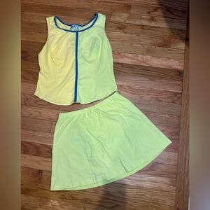 Vintage Lilys Of Beverly Hills 2pc Set 2 Tone Yellow Top & Skirt S 80s/90s‎